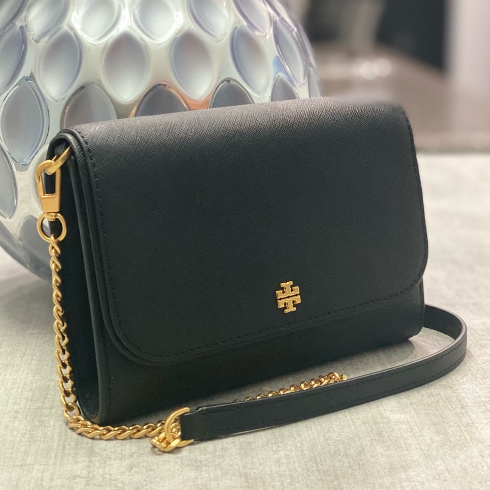 Tory Burch Emerson Chain Crossbody Wallet On Chain Black - Picture 10 of 12